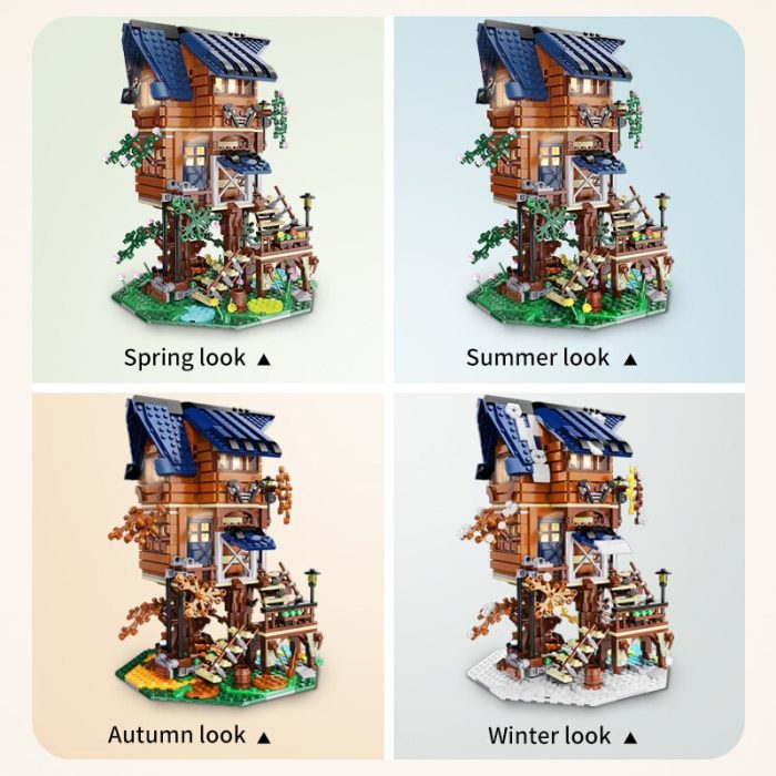 1155 Pcs Cada City Four Seasons Tree House Architecture Building Blocks LED Light Friends Home Decoration 4 - LEPIN LEPIN Store