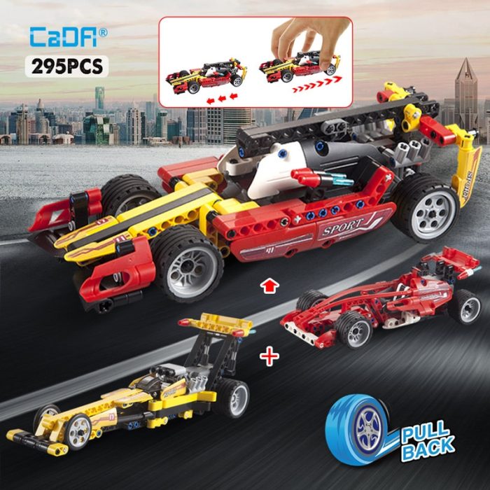 295Pcs Cada 2 in 1 City Supercar Motorcycle Speed Racing Pull Back Car Building Blocks Competition - LEPIN LEPIN Store