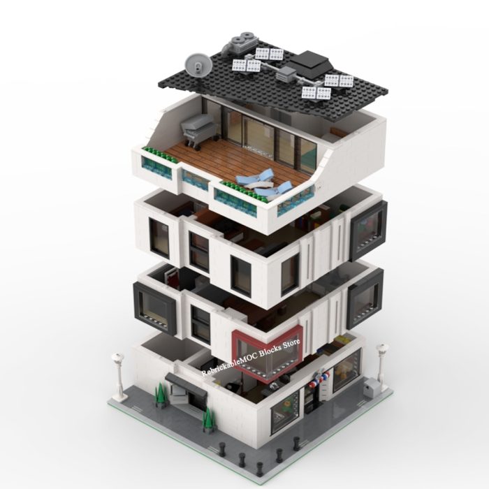 3612PCS Hot Selling Street View Moc Modular Building Corner street view of modern townhouse DIY ChildrenToy 5 - LEPIN LEPIN Store