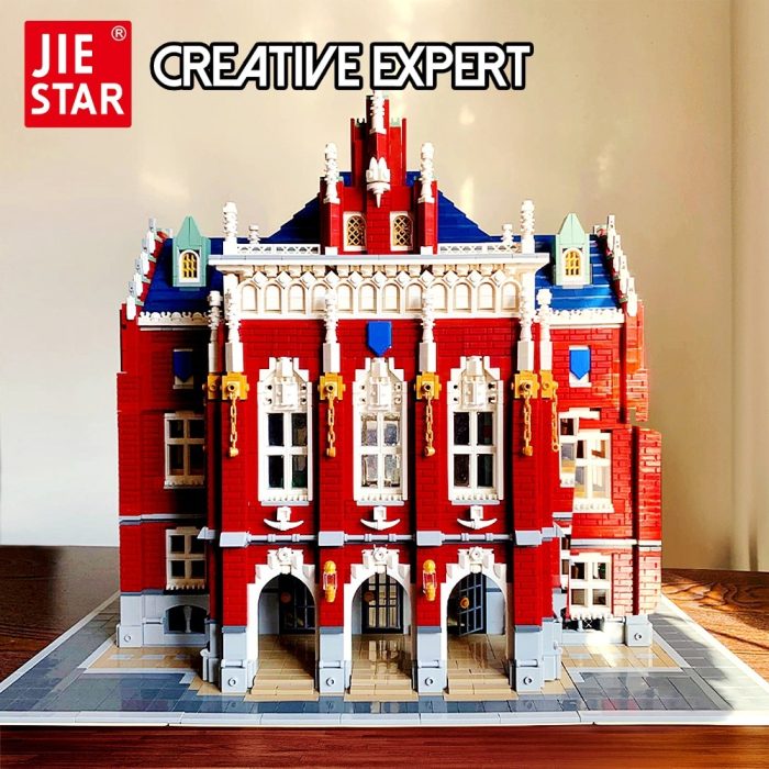 89123 JIESTAR Creative Expert Ideas City Street View Moc Red Brick University Brick Modular House Building - LEPIN LEPIN Store