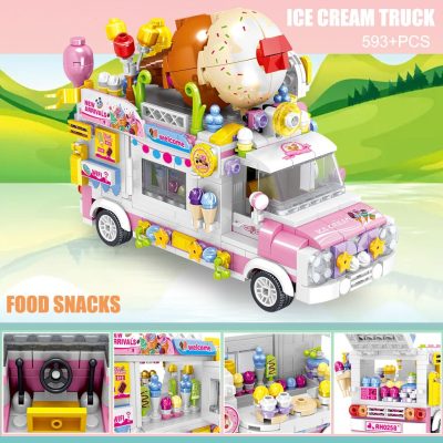 BZDA City Mini Snack Street View Ice Cream Truck Car Building Blocks Hamburg Dessert Vehicle Figurine 3 - LEPIN LEPIN Store