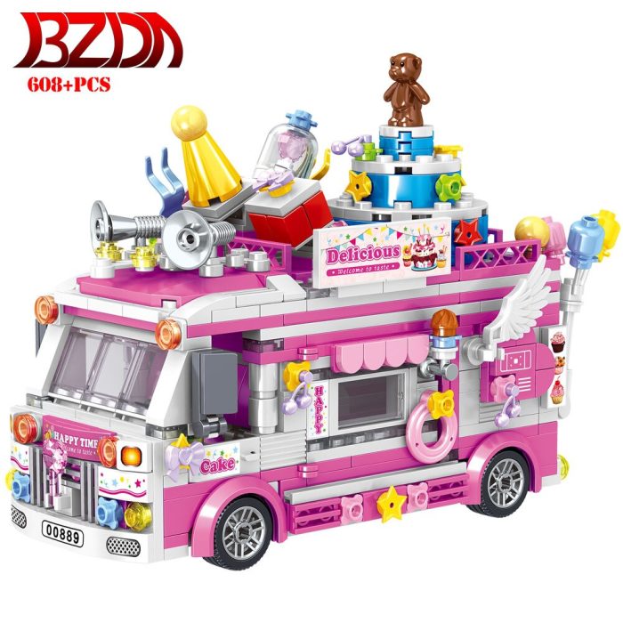 BZDA City Mini Snack Street View Ice Cream Truck Car Building Blocks Hamburg Dessert Vehicle Figurine - LEPIN LEPIN Store