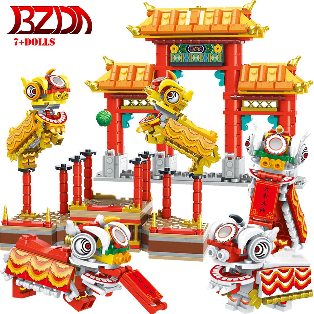 BZDA Chinese New Year Lion Dance New Year Eve - LEPIN LEPIN Store