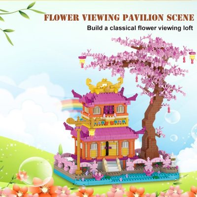 BZDA Creative City Street View Bricks Flower Viewing Pavilion Cherry Tree House Micro Particle Building Block 4 - LEPIN LEPIN Store