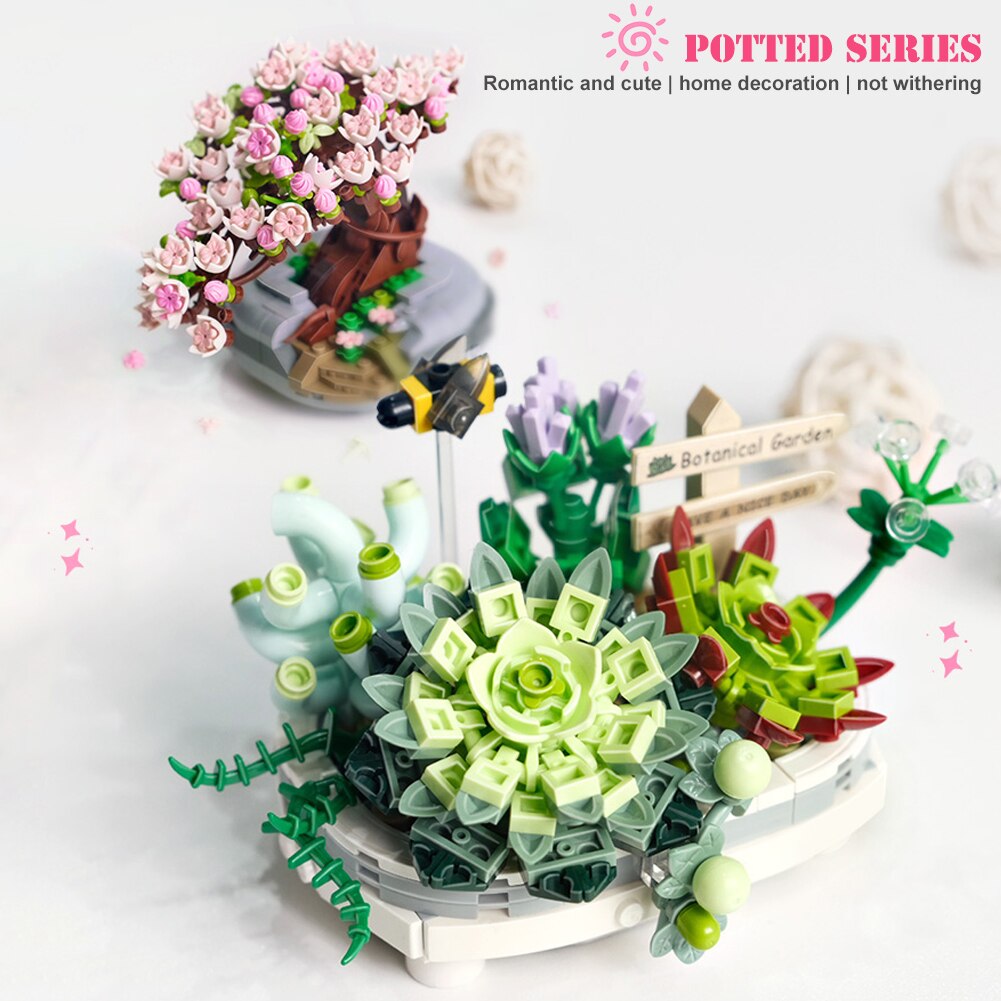 BZDA 1661 Flower Bouquet City Cherry Tree Succulent Potted Decoration -  LEPIN LEPIN Store