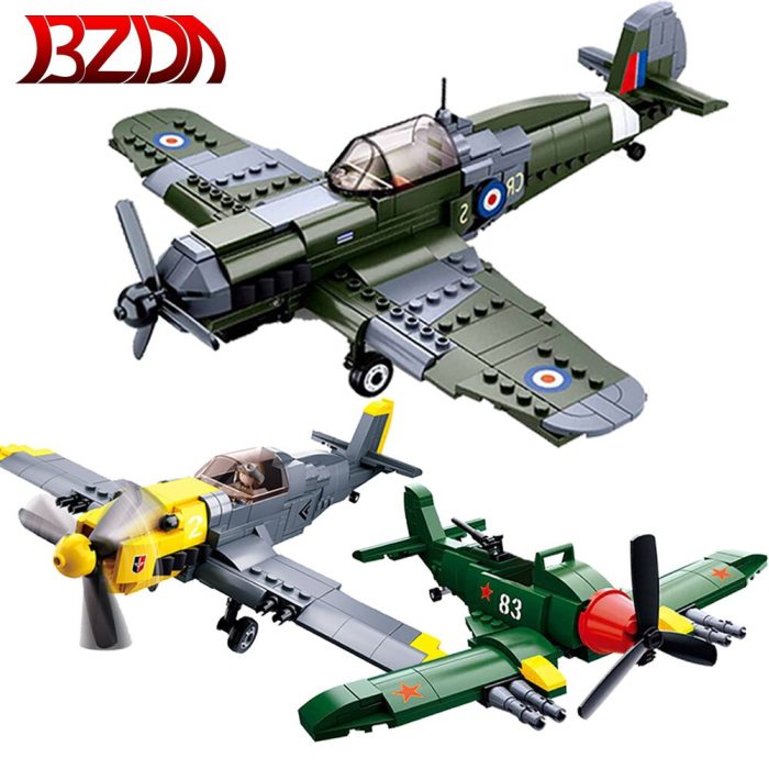 BZDA Mini Plane II North Africa Campaign Spitfire Fighter Building Blocks Soldier Aircraft Brick WW2 Military - LEPIN LEPIN Store
