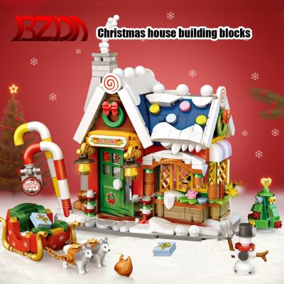 BZDA Mini Street Building Blocks Architecture Merry Christmas Snowman Deer Tree House Girl Friends City Bricks 2 - LEPIN LEPIN Store