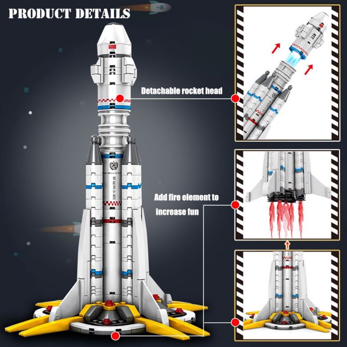 BZDA Technology Rocket Blocks Spitfire Wandering Earth Launch Vehicle Model Children s Toys Building Blocks 3 - LEPIN LEPIN Store