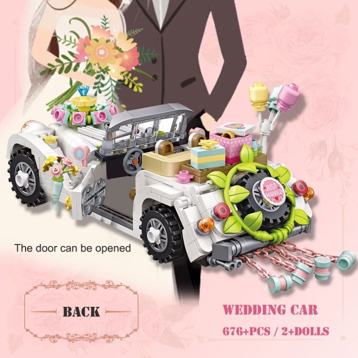 City Mini Cars Luxury Wedding Vehicle Flower Balloon Mode Building Block Set Micro Pink Roadster Car 1 - LEPIN LEPIN Store