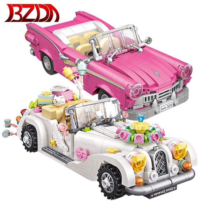 City Mini Cars Luxury Wedding Vehicle Flower Balloon Mode Building Block Set Micro Pink Roadster Car - LEPIN LEPIN Store