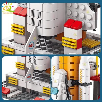 HUIQIBAO 1000PCS 6IN1 Space Aerospace Launch Rocket Building Block Model Ideas Astronaut Architecture Bricks Toys For 4 - LEPIN LEPIN Store