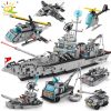 HUIQIBAO 1560pcs Military 6in1 Aircraft Warship Cruiser Building Blocks Helicopter Ship Plane Army Bricks Set City - LEPIN LEPIN Store