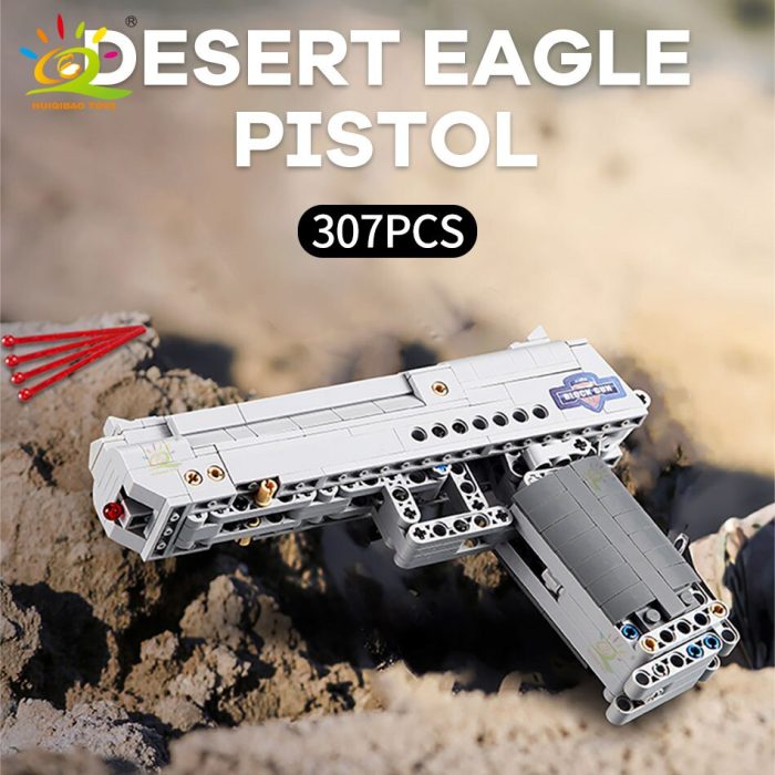 HUIQIBAO 307PCS Desert Eagle Tech Model Building Blocks Set Military Weapon Bricks City DIY Game Gun 5 - LEPIN LEPIN Store