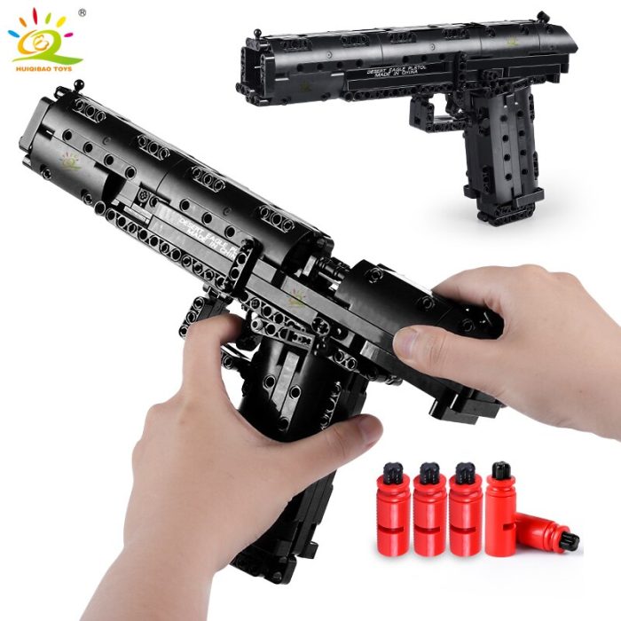HUIQIBAO 563PCS Desert Eagle Pistol Toy Tech Weapon Series Building Blocks Assembly Gun Model Bricks City - LEPIN LEPIN Store