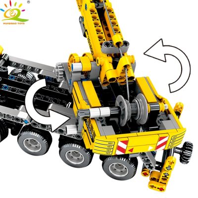 HUIQIBAO 665pcs Engineering Lifting Crane Tech Building Blocks Truck Car City Construction Brick Toys For Children 4 - LEPIN LEPIN Store