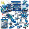 HUIQIBAO 700PCS 8in1 City Police Command Trucks Building Blocks Policeman Robot Car Helicopter Model Bricks Toys - LEPIN LEPIN Store
