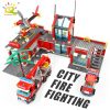 HUIQIBAO 774pcs Fire Station Model Building Blocks Truck Helicopter Firefighter Bricks City Educational Toys For Children - LEPIN LEPIN Store
