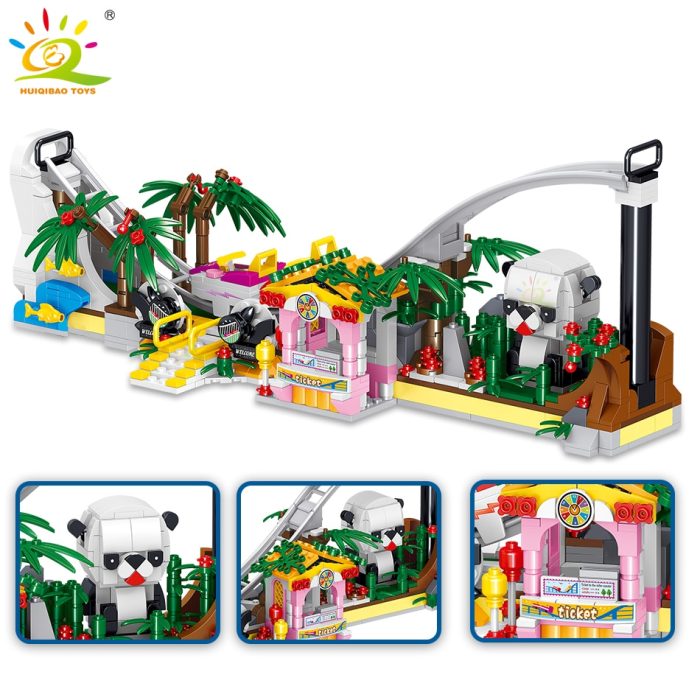 HUIQIBAO Amusement Park 3D Model Micro Building Blocks City Street View Architecture MOC Carousel Mini Bricks 2 - LEPIN LEPIN Store
