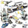 HUIQIBAO City Police Station Building Blocks Prison Truck Helicopter Boat with Policemen Construction Bricks Toys for - LEPIN LEPIN Store