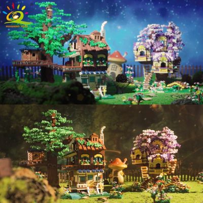 HUIQIBAO Elves Green Tree House Mini Building Blocks MOC Micro Bricks Toys for Children Friends BOY 1 - LEPIN LEPIN Store