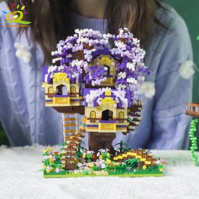 HUIQIBAO Elves Green Tree House Mini Building Blocks MOC Micro Bricks Toys for Children Friends BOY 2 - LEPIN LEPIN Store