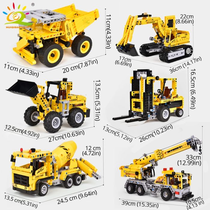 HUIQIBAO Engineering Truck Tech Building Block City Construction Toy For Children Boy Adults Excavator Bulldozer Crane 3 - LEPIN LEPIN Store
