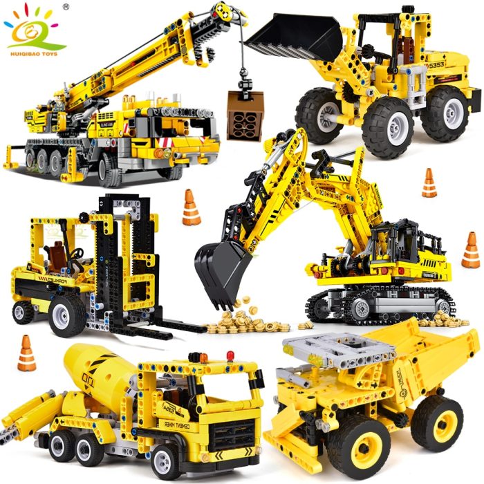HUIQIBAO Engineering Truck Tech Building Block City Construction Toy For Children Boy Adults Excavator Bulldozer Crane - LEPIN LEPIN Store