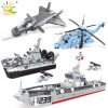 HUIQIBAO Military Army Fighter Airship Model Building Blocks Soldier Figures Weapon Modern Airplane Bricks Toys for - LEPIN LEPIN Store