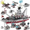 HUIQIBAO Military Warship 561pcs 8in1 Aircraft Cruiser Building Blocks Army Ship Helicopter Plane Bricks City Children - LEPIN LEPIN Store