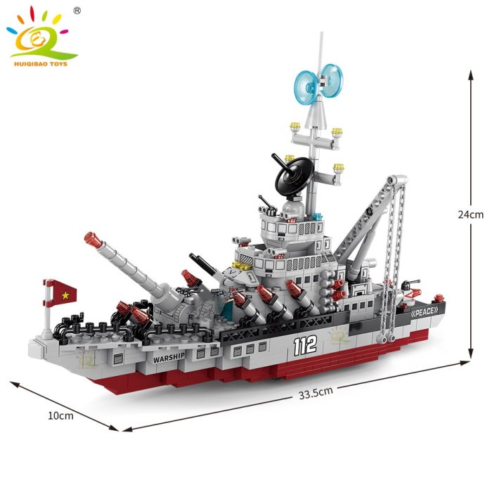 HUIQIBAO Military Warship 561pcs 8in1 Aircraft Cruiser Building Blocks Army Ship Helicopter Plane Bricks City Children 4 - LEPIN LEPIN Store