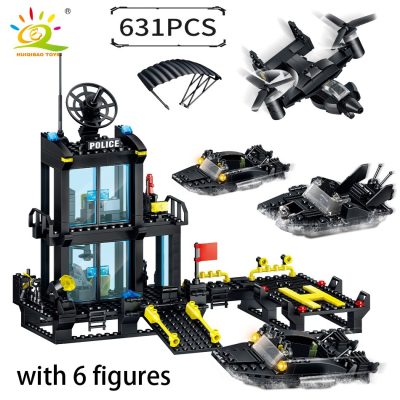 HUIQIBAO Police Station City Model Building Blocks Kit Prison Car Boat Policeman Figures Bricks Construction Toys 3 - LEPIN LEPIN Store