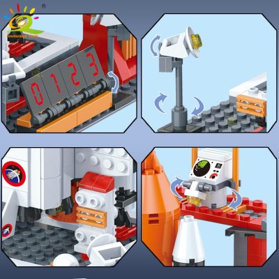 HUIQIBAO Space Aerospace Rocket Building Blocks Model Ideas Astronaut Figures Bricks Toys For Kids Launch Center 3 - LEPIN LEPIN Store