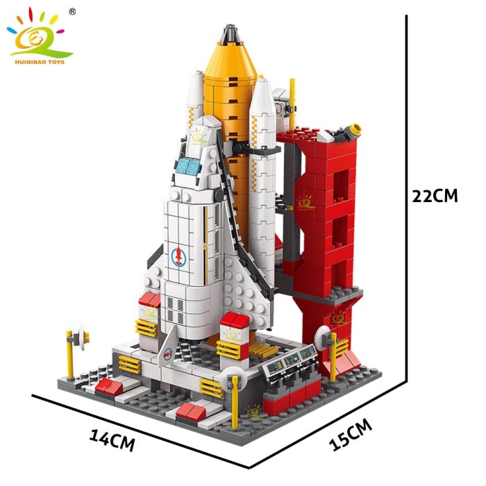 HUIQIBAO Space Aerospace Rocket Building Blocks Model Ideas Astronaut Figures Bricks Toys For Kids Launch Center 5 - LEPIN LEPIN Store