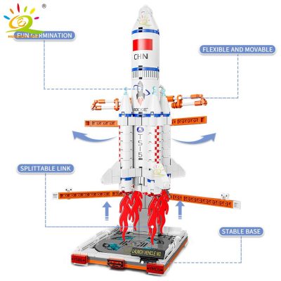 HUIQIBAO Space Aviation Manned Rocket Building Blocks with 2 Astronaut Figures City Aerospace Model Bricks Children 2 - LEPIN LEPIN Store