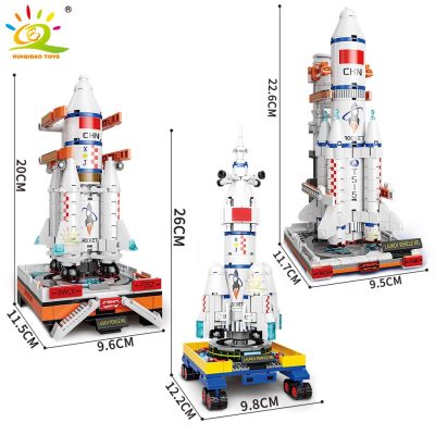 HUIQIBAO Space Aviation Manned Rocket Building Blocks with 2 Astronaut Figures City Aerospace Model Bricks Children 3 - LEPIN LEPIN Store