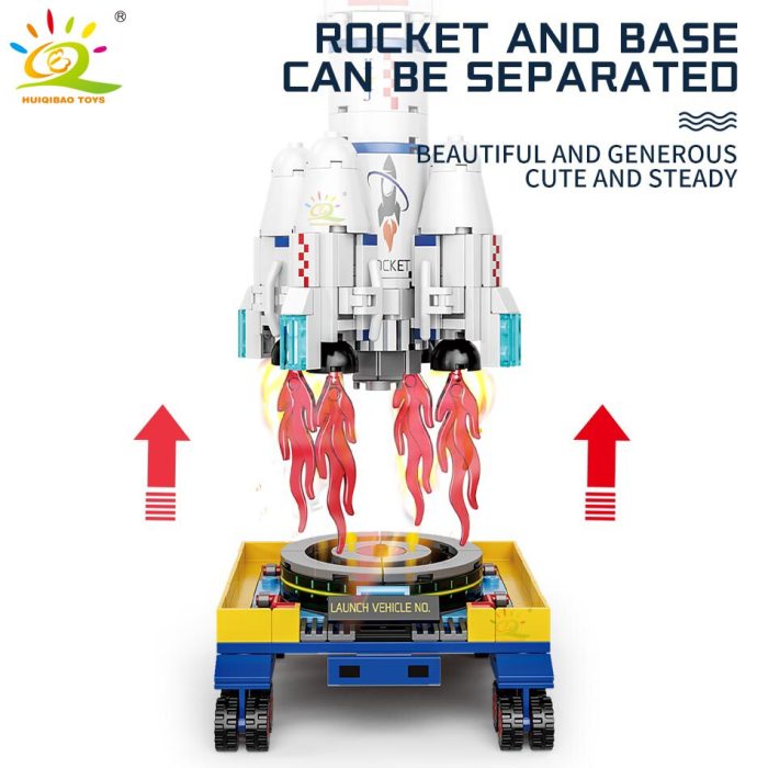 HUIQIBAO Space Aviation Manned Rocket Building Blocks with 2 Astronaut Figures City Aerospace Model Bricks Children 4 - LEPIN LEPIN Store