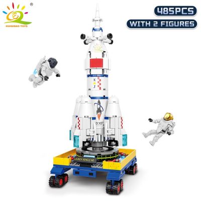 HUIQIBAO Space Aviation Manned Rocket Building Blocks with 2 Astronaut Figures City Aerospace Model Bricks Children 5 - LEPIN LEPIN Store