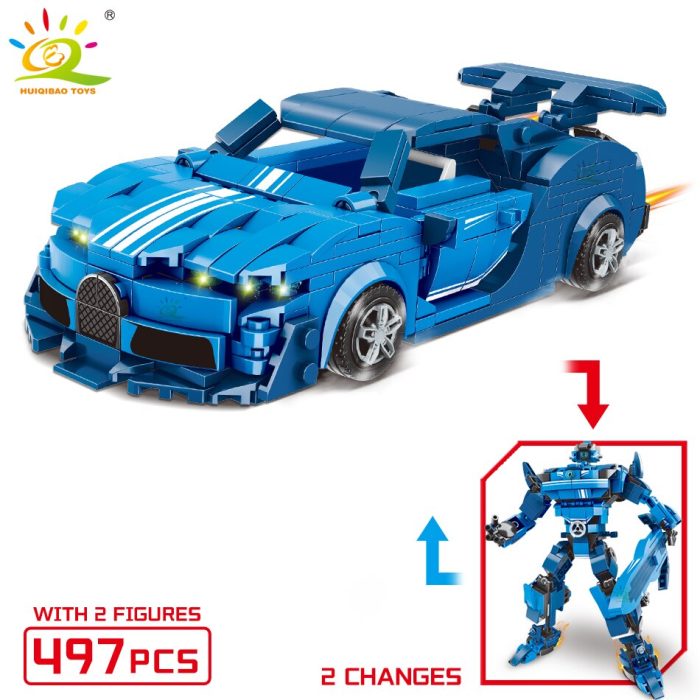 HUIQIBAO Speed Champions Auto Racing Car Building Blocks Transformation Robot Deformation Bricks Set Children Toys Kids 1 - LEPIN LEPIN Store