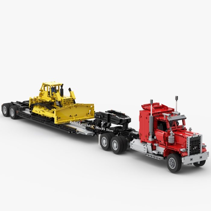 MOC 6X4 technology MKII engineering container dump tractor and Low Boy Trailer with preload and Gooseneck 4 - LEPIN LEPIN Store