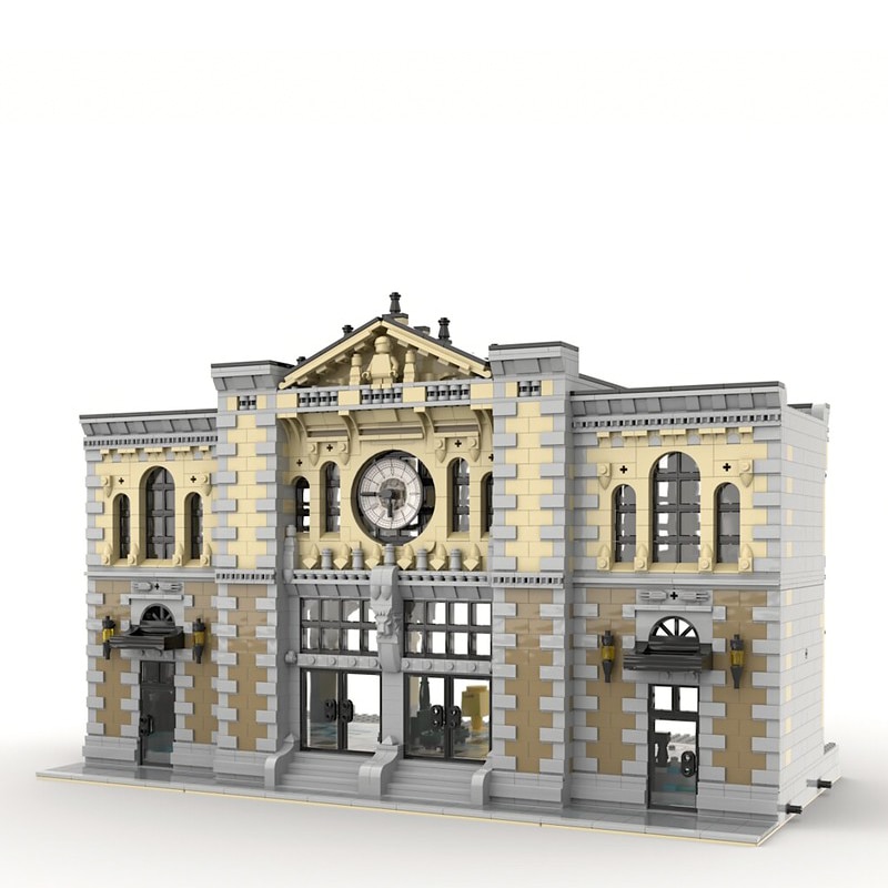 MOC Modular Building Street View Moc The Central Train Station DIY Christmas Blocks Gift MOC-85866 - LEPIN LEPIN Store
