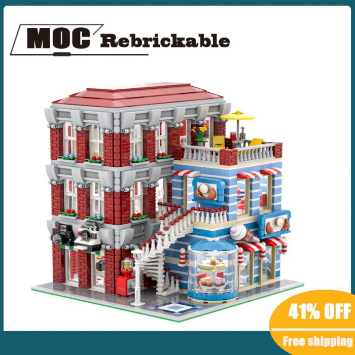 New 3864PCS Hot Sale Street View Moc Modular Camera Shop Pastry Shop and House DIY Children - LEPIN LEPIN Store