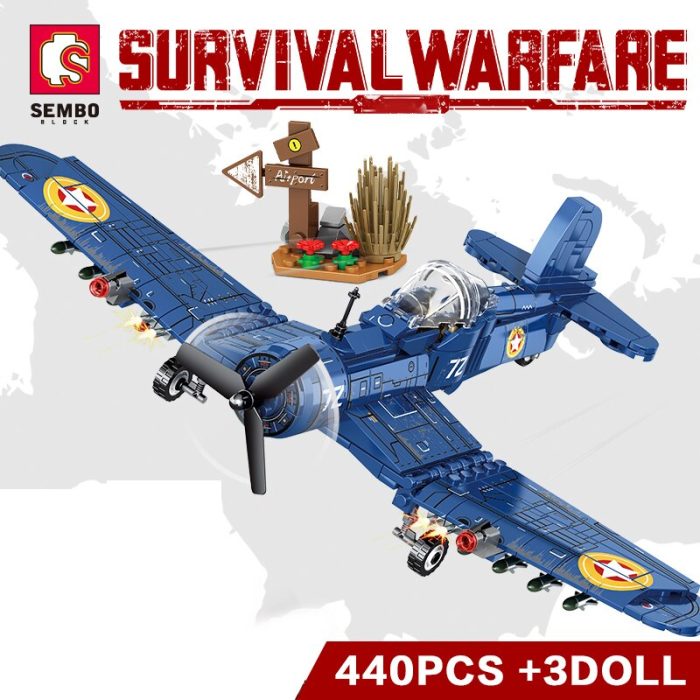 SEMBO 440PCS Fighter Bombing Airplane Building Blocks Airforce Jet World War Army Soldier Toys DIY Bricks - LEPIN LEPIN Store