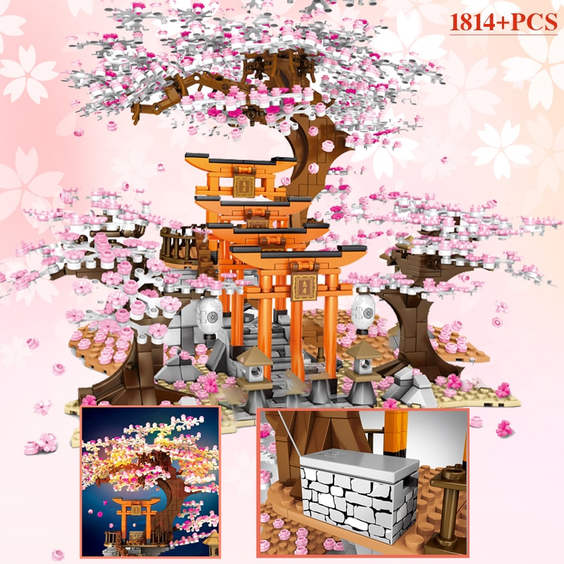 Mini Sakura Tree House Build Block City Street View Cherry Blossom