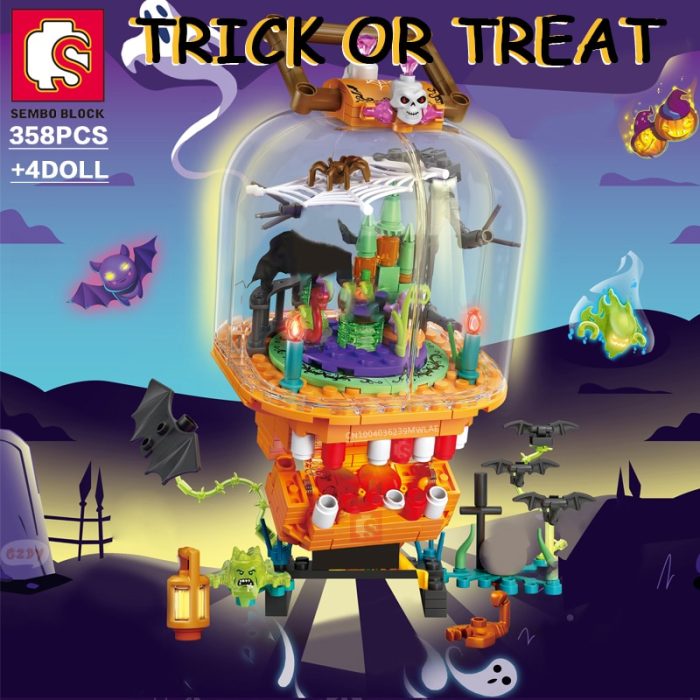 SEMBO Halloween Pumpkin Lantern Toys Bricks Party Building Blocks Rotate DIY Roleplay STEM Model Kits Gifts - LEPIN LEPIN Store