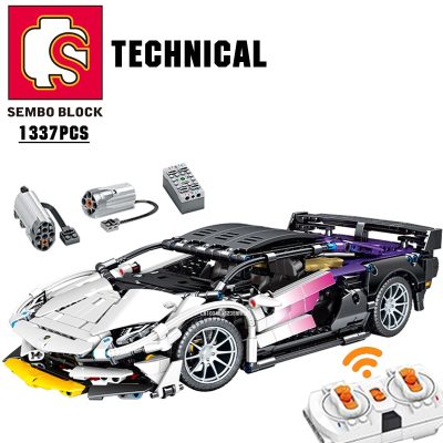 SEMBO TECHNICAL 1337PCS 1 14 Sports Car Building Blocks STEM Remote Control Collectible Model Kits Supercar 3 - LEPIN LEPIN Store