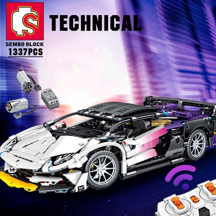 SEMBO TECHNICAL 1337PCS 1 14 Sports Car Building Blocks STEM Remote Control Collectible Model Kits Supercar - LEPIN LEPIN Store