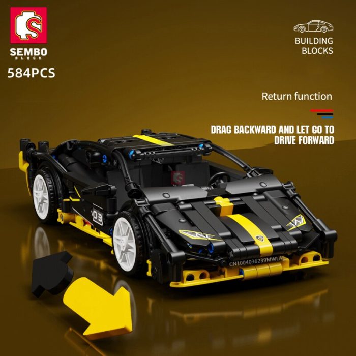 SEMBO TECHNICAL 584PCS Sports Car Building Blocks Pull Back Device STEM Collectible Supercar Model Kits Bricks 4 - LEPIN LEPIN Store