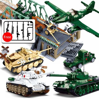 Sluban WW2 Military Armored Vehicles Heavy Tank Fighter Model Building Blocks Army Weapons Soldier Figures Bricks 5 - LEPIN LEPIN Store