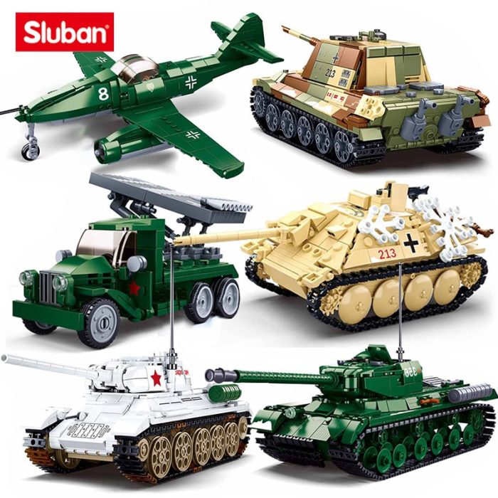 Sluban WW2 Military Armored Vehicles Heavy Tank Fighter Model Building Blocks Army Weapons Soldier Figures Bricks - LEPIN LEPIN Store