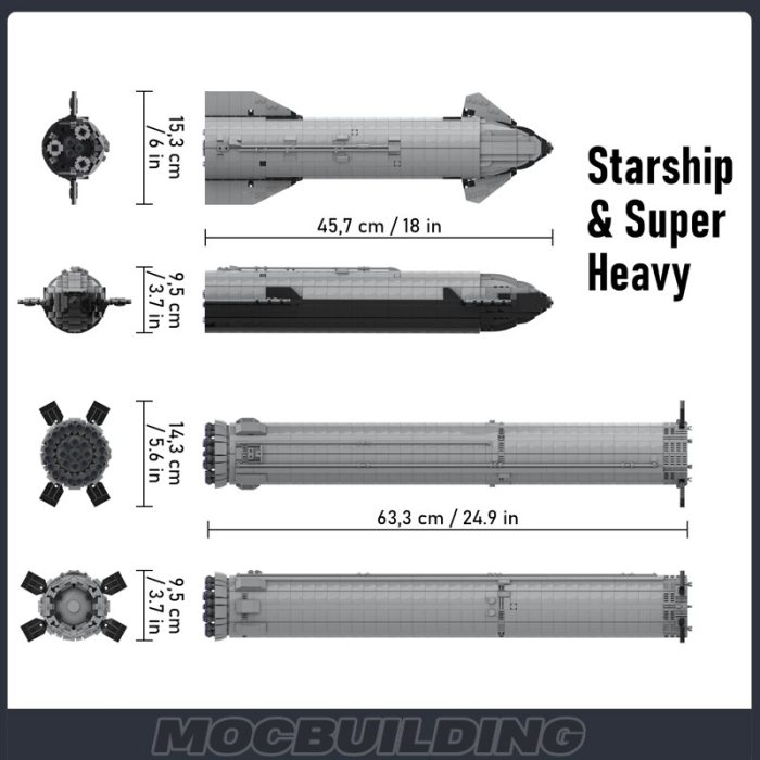 Starship Super Heavy Saturn V Scale Model Building Block Space Booster Rocket MOC Education Interstellar Toy 5 - LEPIN LEPIN Store